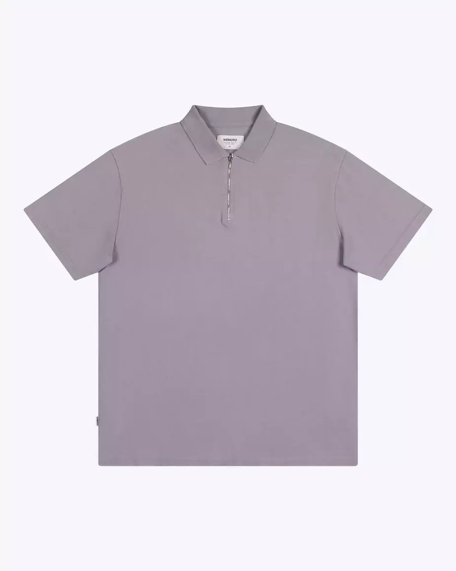 WEMOTO Opal Cotton Zip Polo Shirt Herren lavendelgrau